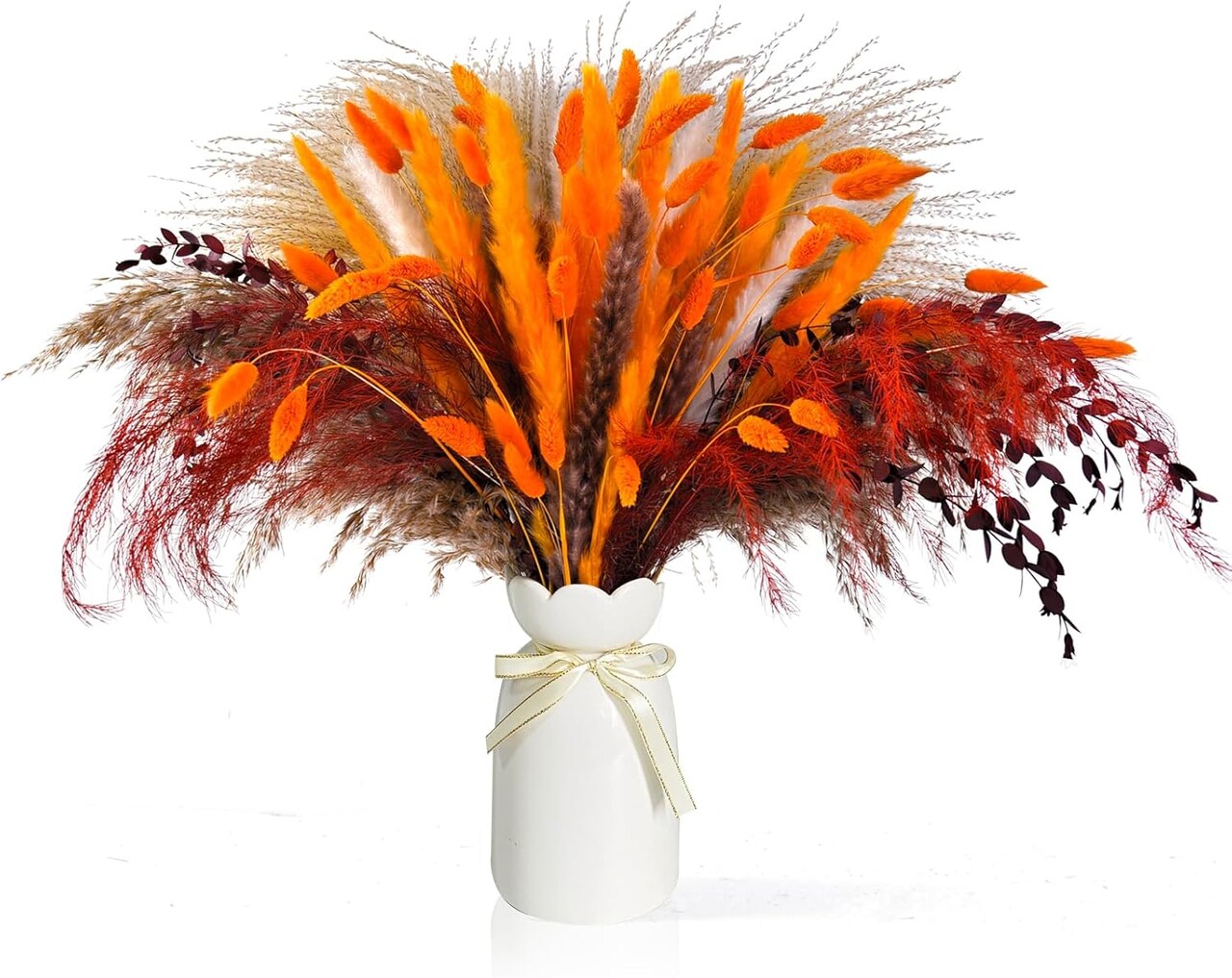 101PCS Dried Pampas Grass Mix Bouquet Contains Bunny Tails Dried Flowers and Reed Grass